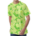 Green Lime Pattern Print Men's Velvet T-Shirt
