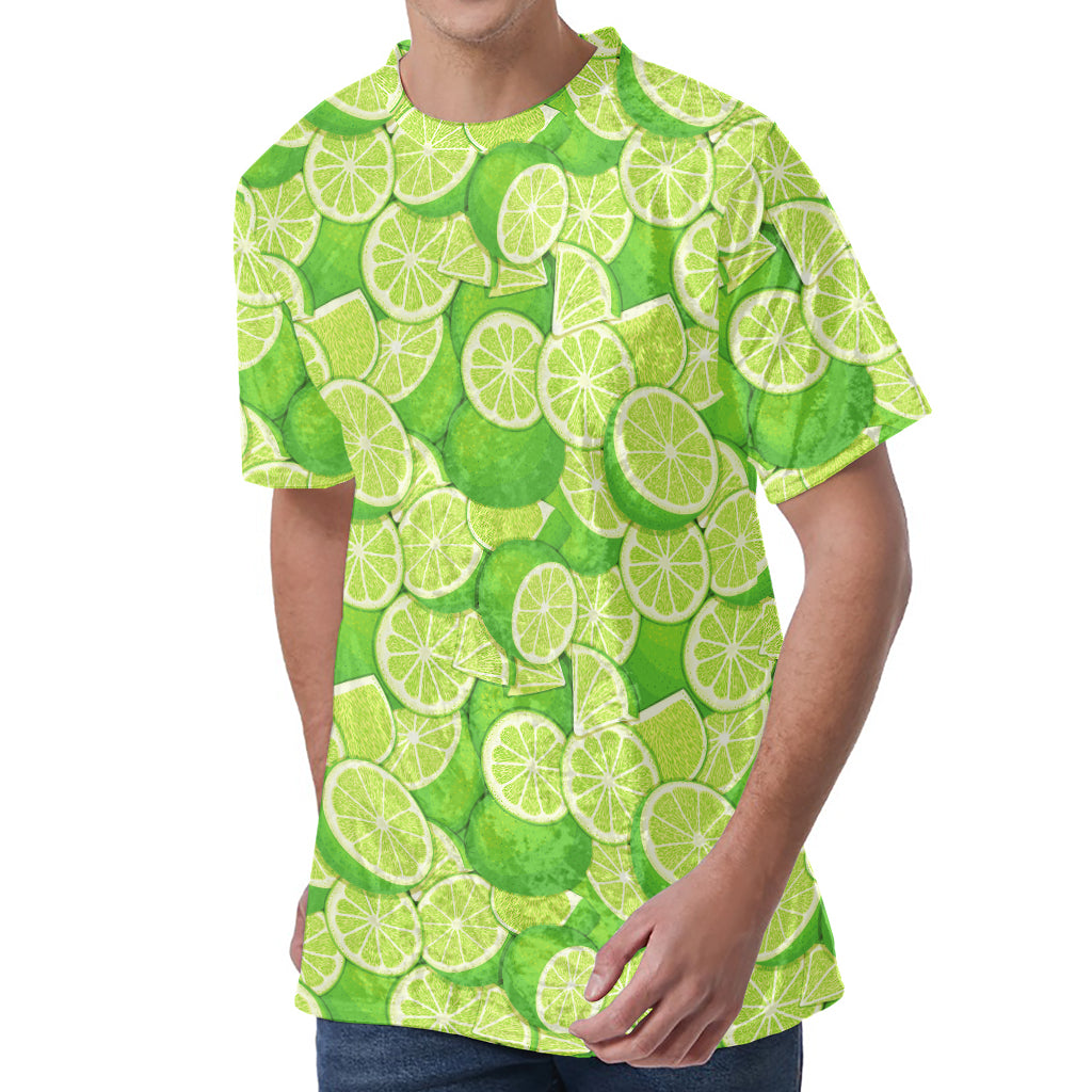 Green Lime Pattern Print Men's Velvet T-Shirt