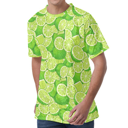 Green Lime Pattern Print Men's Velvet T-Shirt