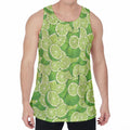 Green Lime Pattern Print Men's Velvet Tank Top
