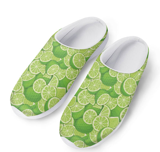 Green Lime Pattern Print Mesh Casual Shoes