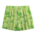 Green Lime Pattern Print Mesh Shorts