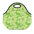 Green Lime Pattern Print Neoprene Lunch Bag