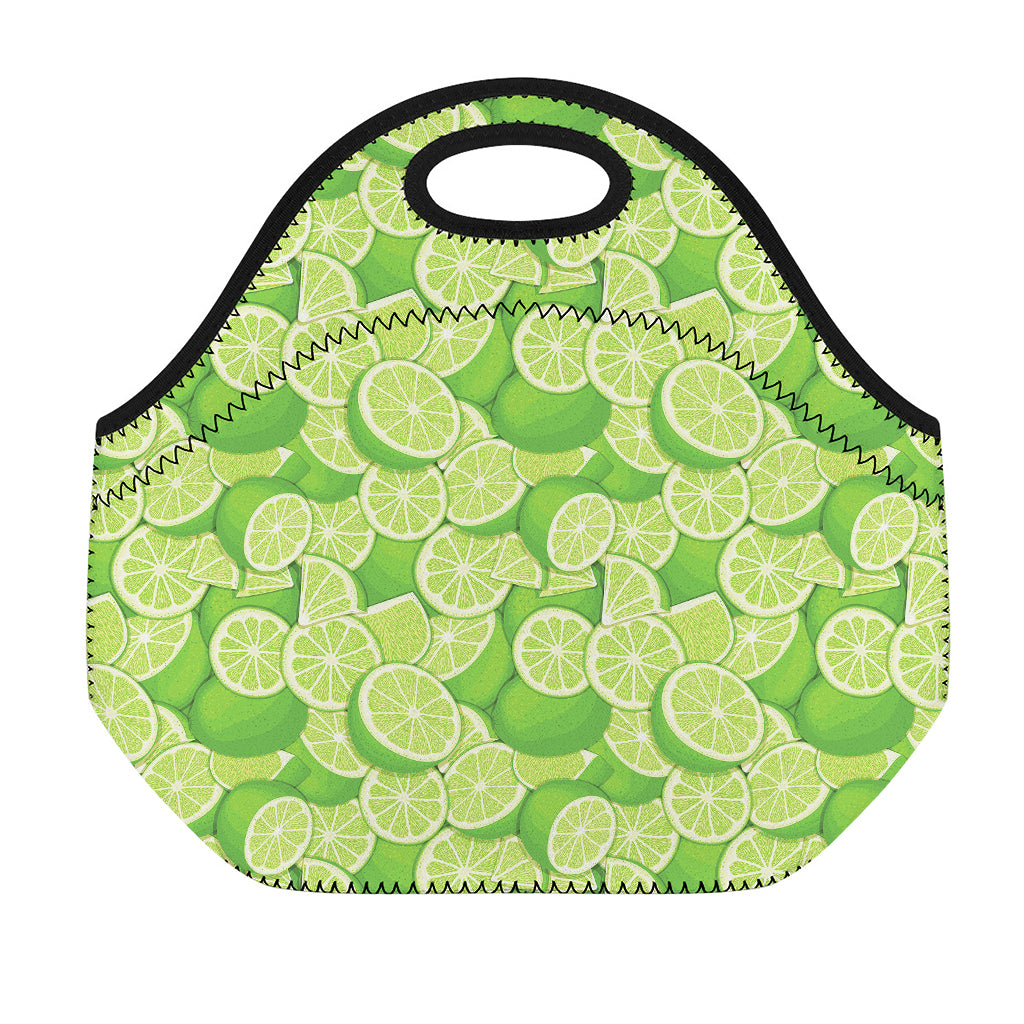 Green Lime Pattern Print Neoprene Lunch Bag