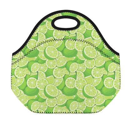Green Lime Pattern Print Neoprene Lunch Bag
