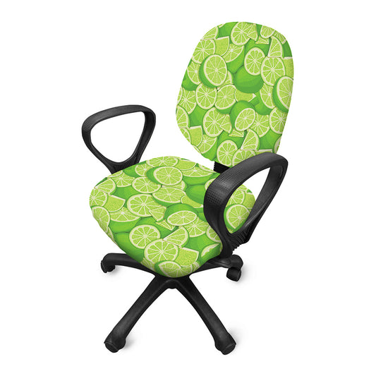 Green Lime Pattern Print Office Chair Cover