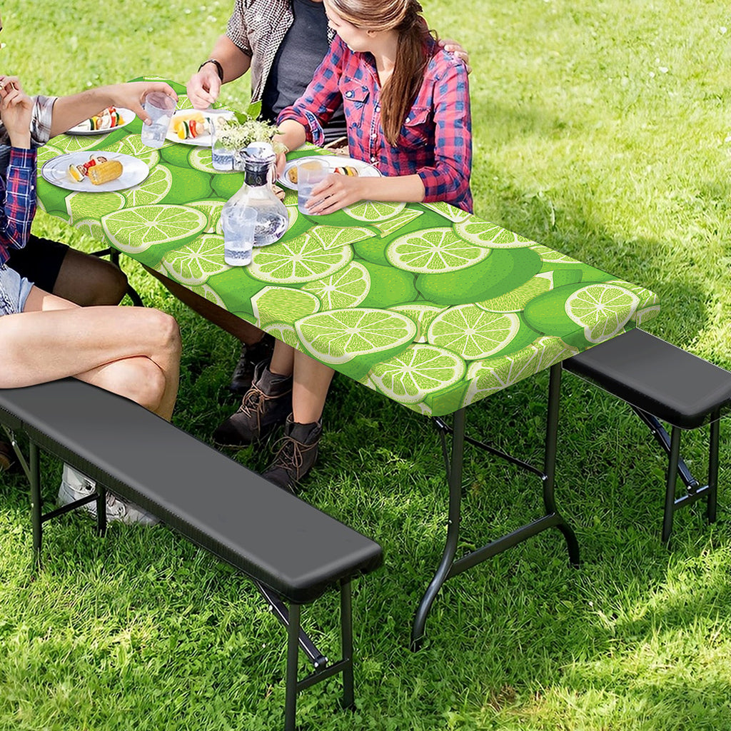 Green Lime Pattern Print Picnic Table Cover