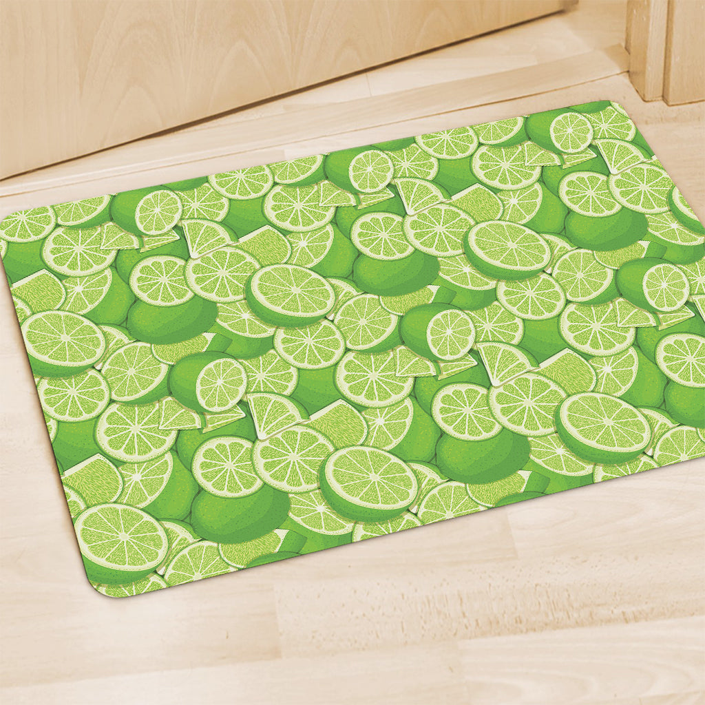 Green Lime Pattern Print Polyester Doormat