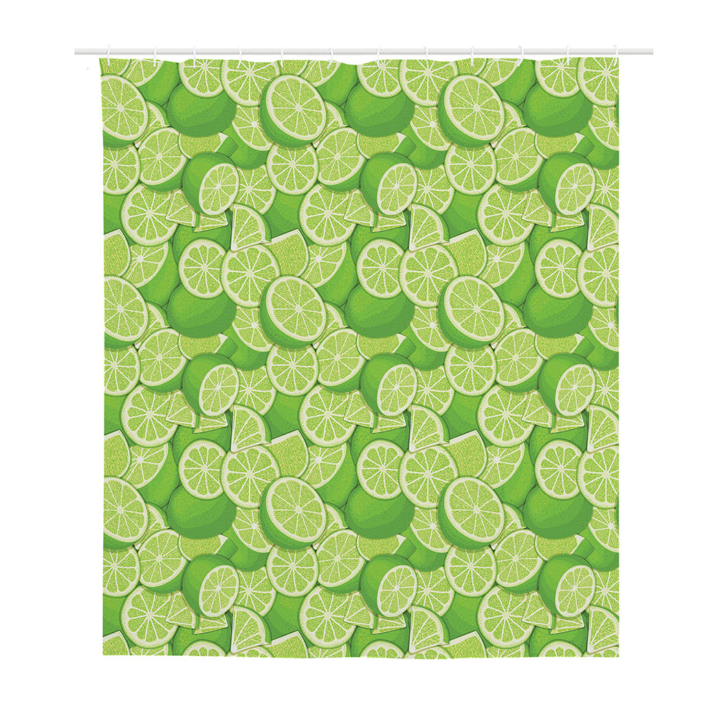 Green Lime Pattern Print Polyester Shower Curtain