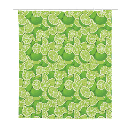 Green Lime Pattern Print Polyester Shower Curtain