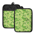 Green Lime Pattern Print Pot Holders With Pocket