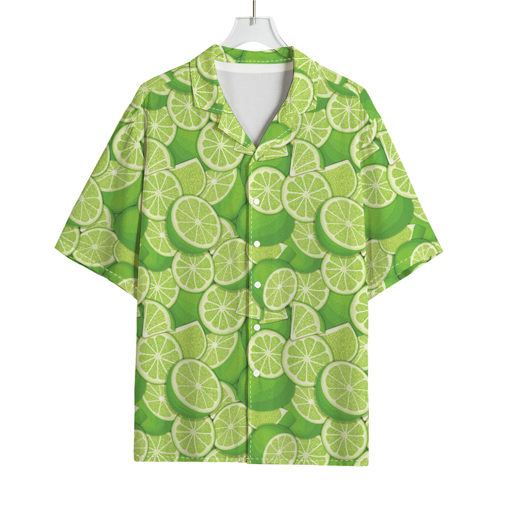 Green Lime Pattern Print Rayon Hawaiian Shirt