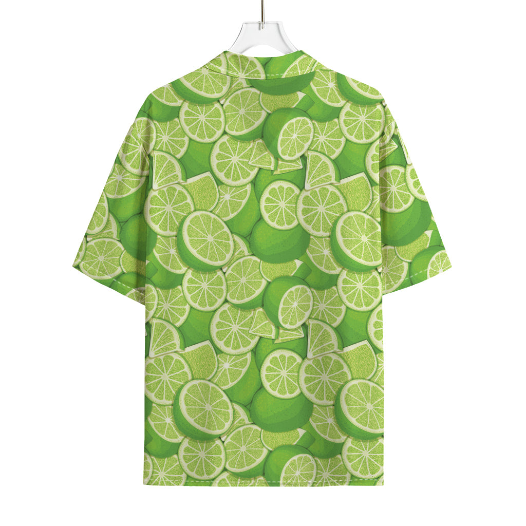 Green Lime Pattern Print Rayon Hawaiian Shirt