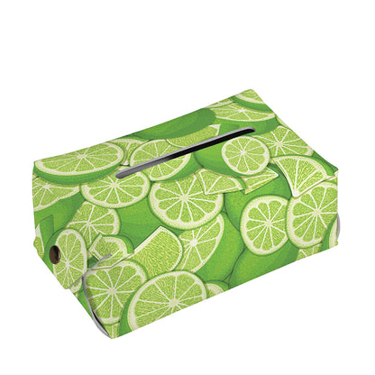 Green Lime Pattern Print Rectangle Tissue Box Cover