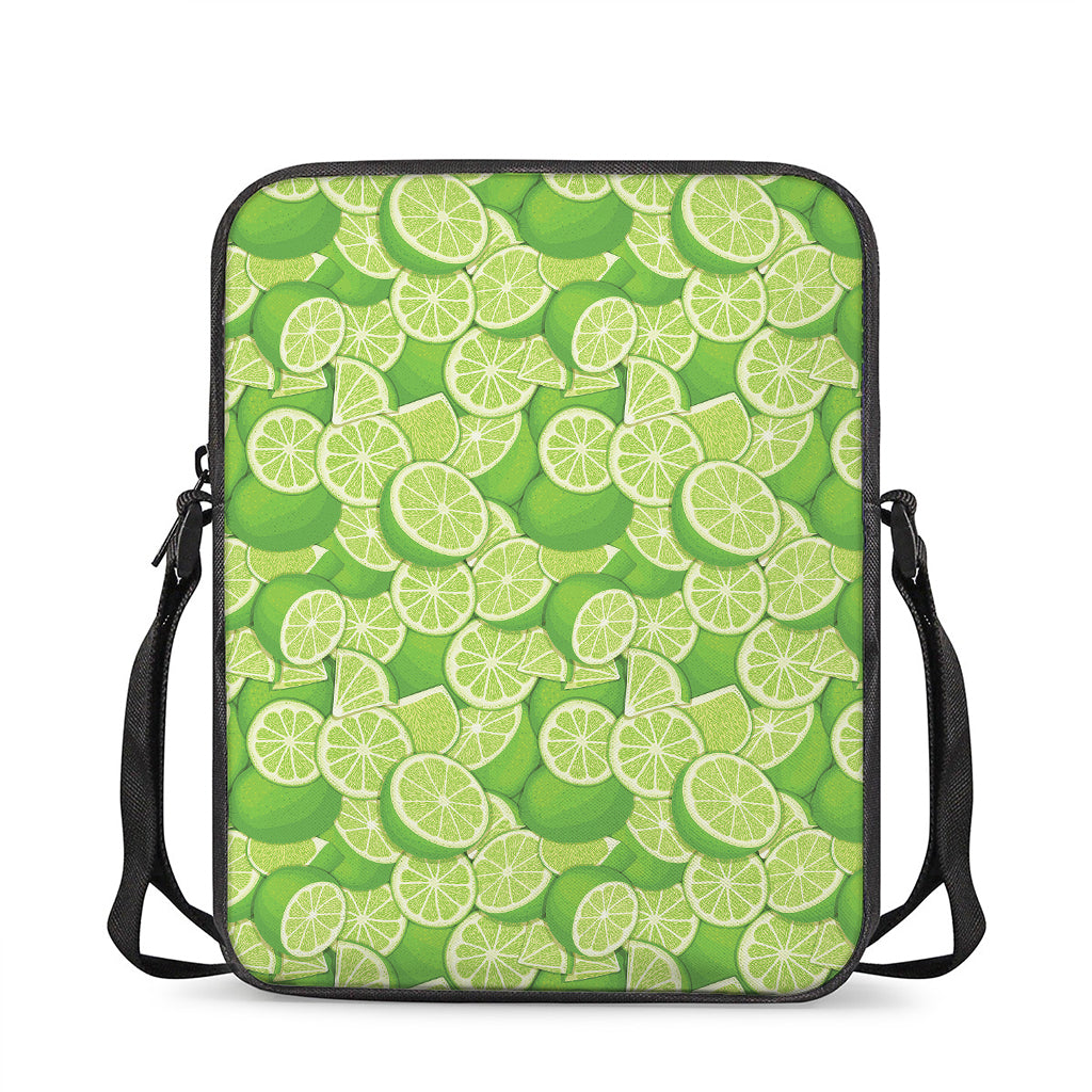 Green Lime Pattern Print Rectangular Crossbody Bag