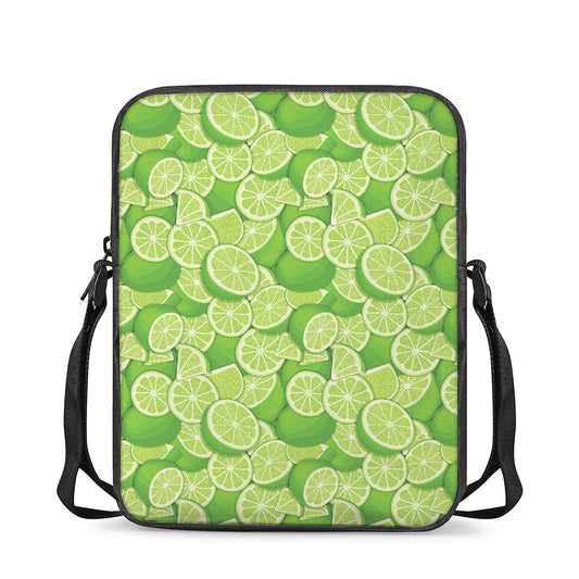 Green Lime Pattern Print Rectangular Crossbody Bag