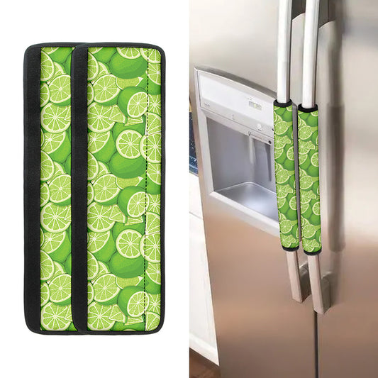 Green Lime Pattern Print Refrigerator Handle Covers