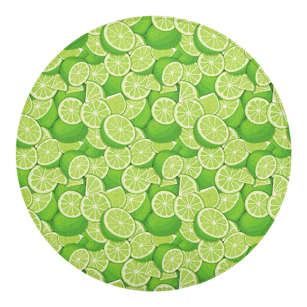 Green Lime Pattern Print Round Blanket
