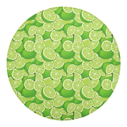 Green Lime Pattern Print Round Blanket