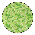 Green Lime Pattern Print Round Floor Mat