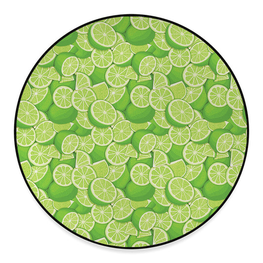 Green Lime Pattern Print Round Floor Mat