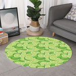 Green Lime Pattern Print Round Rug