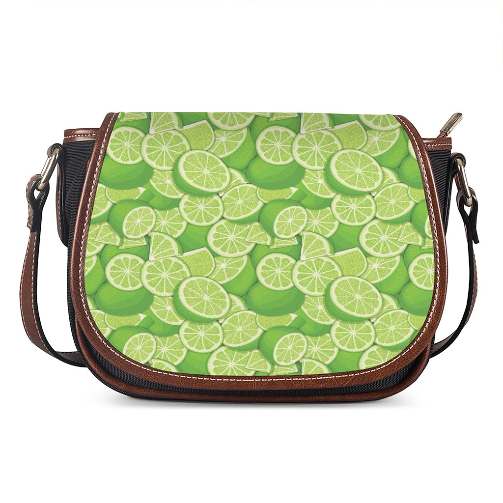 Green Lime Pattern Print Saddle Bag