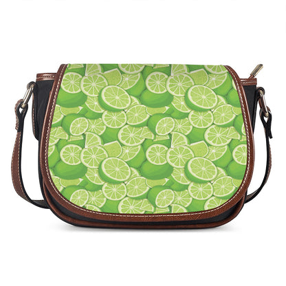 Green Lime Pattern Print Saddle Bag