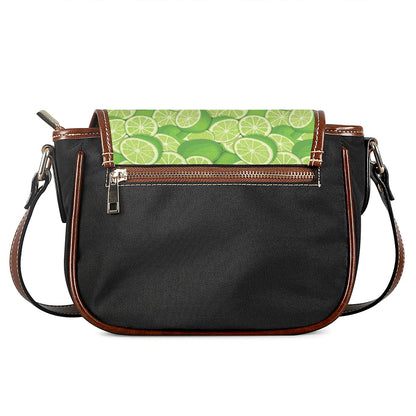 Green Lime Pattern Print Saddle Bag