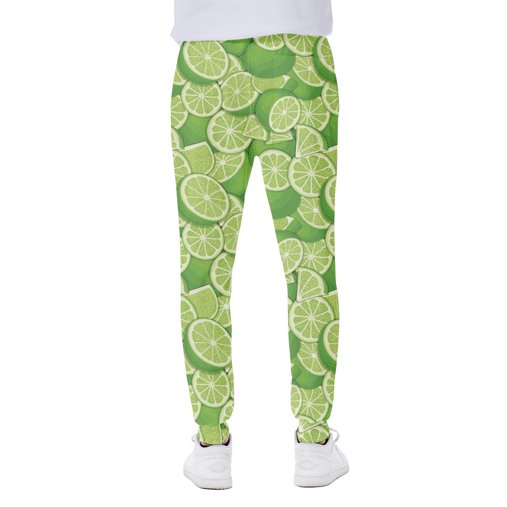 Green Lime Pattern Print Scuba Joggers