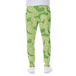 Green Lime Pattern Print Scuba Joggers