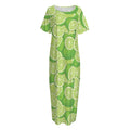 Green Lime Pattern Print Short Sleeve Long Nightdress