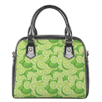 Green Lime Pattern Print Shoulder Handbag