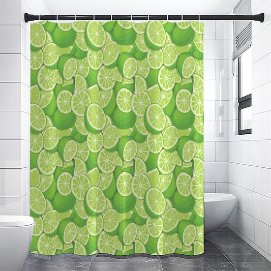 Green Lime Pattern Print Shower Curtain