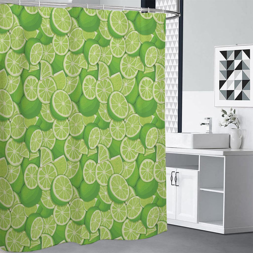 Green Lime Pattern Print Shower Curtain