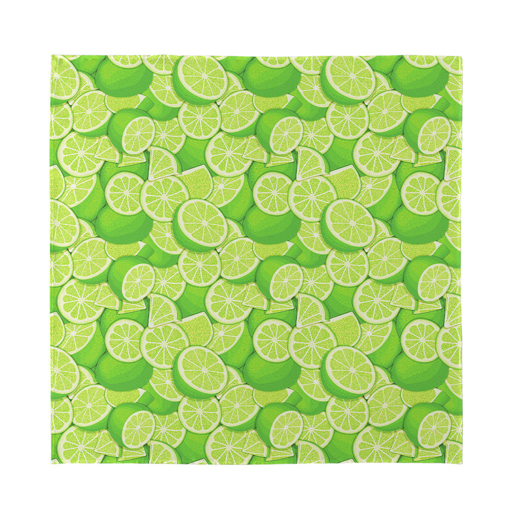 Green Lime Pattern Print Silk Bandana