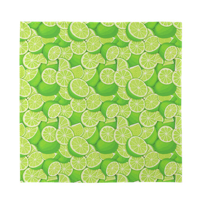Green Lime Pattern Print Silk Bandana