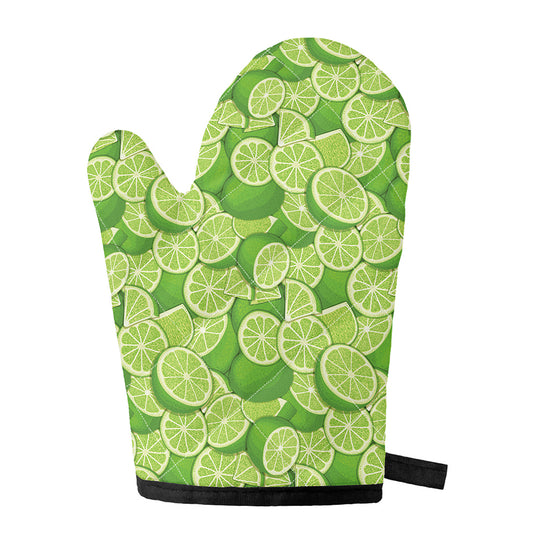 Green Lime Pattern Print Single Oven Mitt