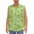 Green Lime Pattern Print Sleeveless Baseball Jersey