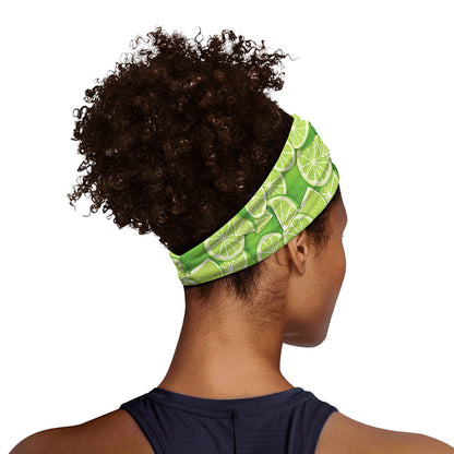 Green Lime Pattern Print Sports Headband