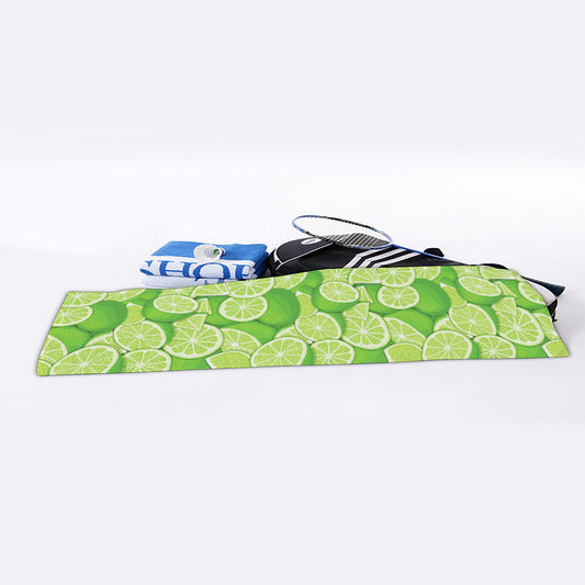 Green Lime Pattern Print Sports Towel