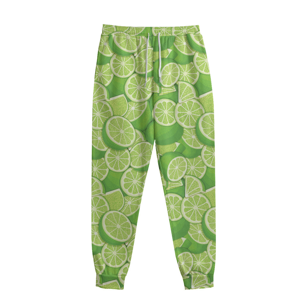 Green Lime Pattern Print Sweatpants
