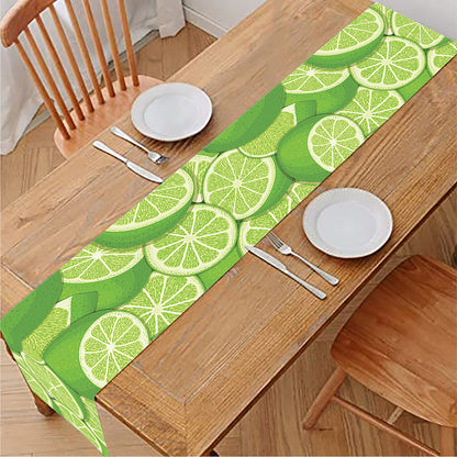 Green Lime Pattern Print Table Runner