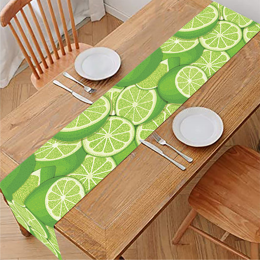 Green Lime Pattern Print Table Runner