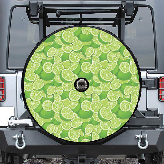 Green Lime Pattern Print Tire Cover With Camera Hole