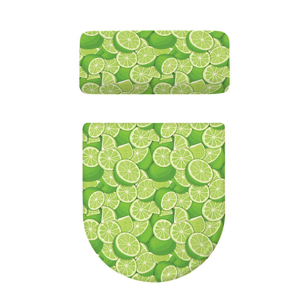 Green Lime Pattern Print Toilet Lid And Tank Cover Set