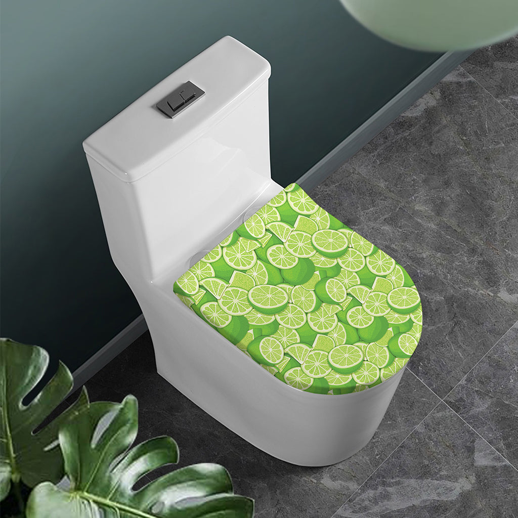Green Lime Pattern Print Toilet Lid Cover