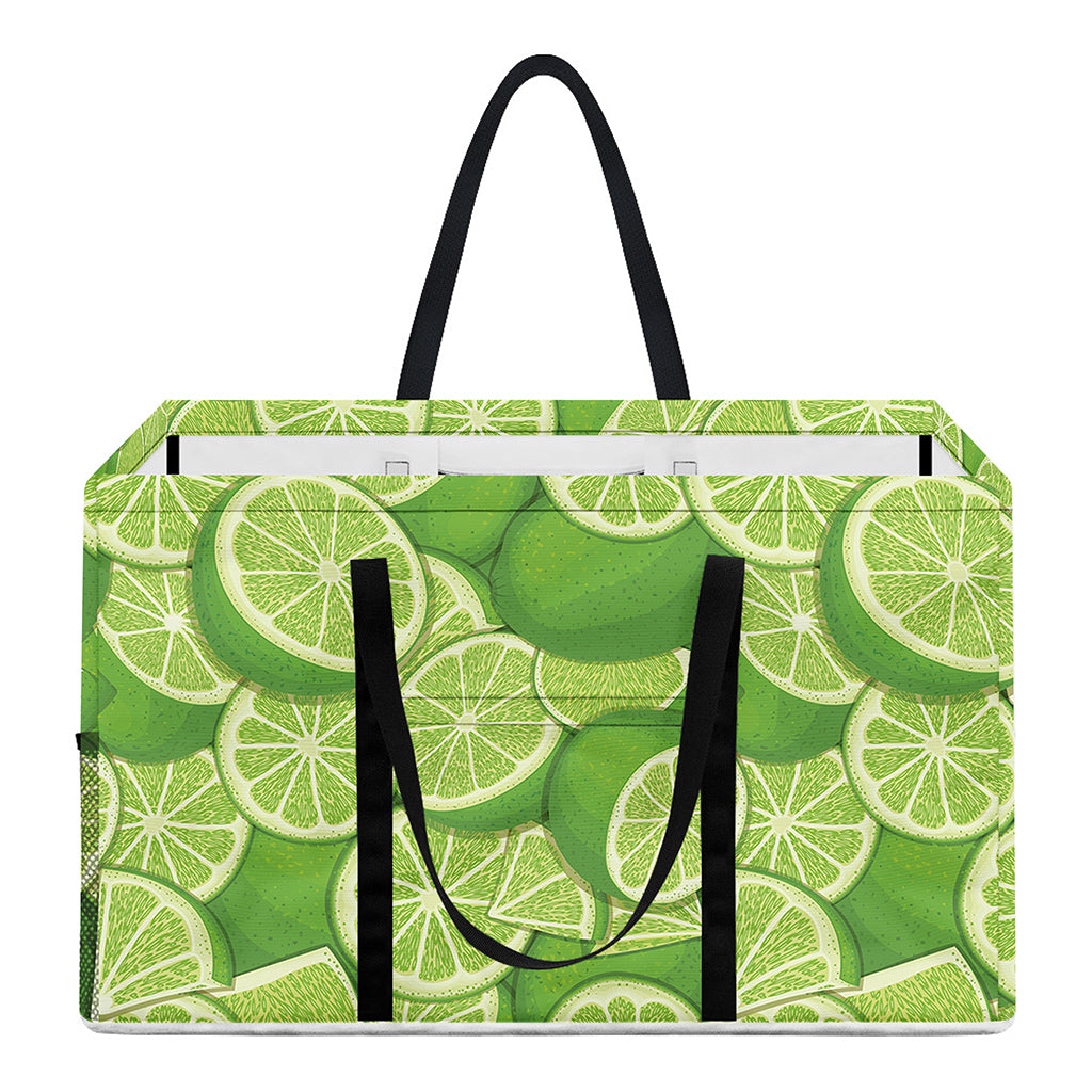 Green Lime Pattern Print Utility Tote Bag