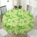 Green Lime Pattern Print Waterproof Round Tablecloth