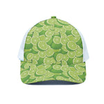 Green Lime Pattern Print White Mesh Trucker Cap